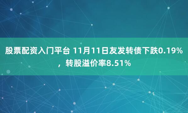 股票配资入门平台 11月11日友发转债下跌0.19%，转股溢价率8.51%