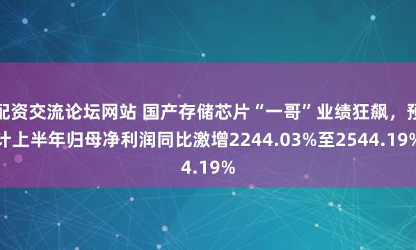 配资交流论坛网站 国产存储芯片“一哥”业绩狂飙,预计上半年归母净利润同比激增2244.03%至2544.19%